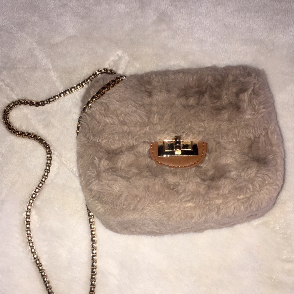 Brown fuzzy crossbody